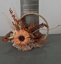 Load image into Gallery viewer, Handcrafted rustic orange preserved flowers boho hoop / cake topper – 5inch
