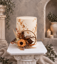 Load image into Gallery viewer, Handcrafted rustic orange preserved flowers boho hoop / cake topper – 5inch
