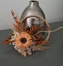 Load image into Gallery viewer, Handcrafted rustic orange preserved flowers boho hoop / cake topper – 5inch
