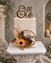 Load image into Gallery viewer, Handcrafted rustic orange preserved flowers boho hoop / cake topper – 5inch
