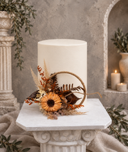 Load image into Gallery viewer, Handcrafted rustic orange preserved flowers boho hoop / cake topper – 5inch
