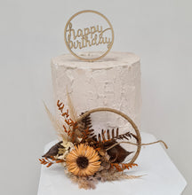Load image into Gallery viewer, Handcrafted rustic orange preserved flowers boho hoop / cake topper – 5inch
