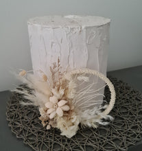 Load image into Gallery viewer, Handcrafted boho preserved flowers hoop / cake topper – 5inch
