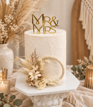Load image into Gallery viewer, Handcrafted boho preserved flowers hoop / cake topper – 5inch
