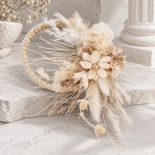 Load image into Gallery viewer, Handcrafted boho preserved flowers hoop / cake topper – 5inch

