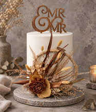 Load image into Gallery viewer, Handcrafted copper mustard preserved flowers hoop / cake topper – 6inch
