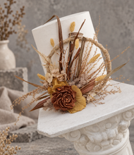 Load image into Gallery viewer, Handcrafted copper mustard preserved flowers hoop / cake topper – 6inch
