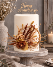 Load image into Gallery viewer, Handcrafted copper mustard preserved flowers hoop / cake topper – 6inch
