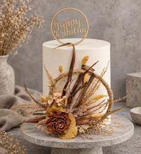 Load image into Gallery viewer, Handcrafted copper mustard preserved flowers hoop / cake topper – 6inch

