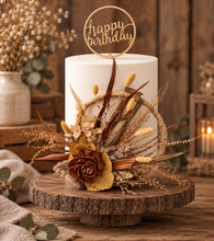 Load image into Gallery viewer, Handcrafted copper mustard preserved flowers hoop / cake topper – 6inch
