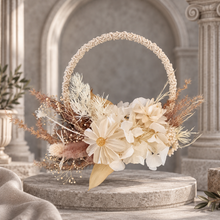 Load image into Gallery viewer, Handcrafted boho daisy flowers hoop / cake topper – 5inch
