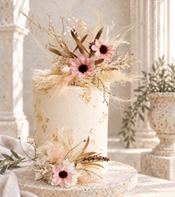 Load image into Gallery viewer, Champagne gold &amp; blush Floral Cake topper
