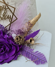 Load image into Gallery viewer, Purple, Champagne Gold  Happy Birthday Floral Cake topper
