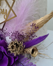 Load image into Gallery viewer, Purple, Champagne Gold  Happy Birthday Floral Cake topper
