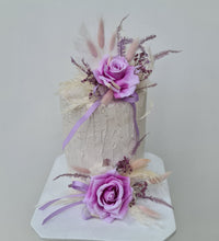 Load image into Gallery viewer, Pink, violet &amp; neutral Fluffy Floral Cake Topper
