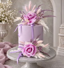 Load image into Gallery viewer, Pink, violet &amp; neutral Fluffy Floral Cake Topper
