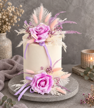 Load image into Gallery viewer, Pink, violet &amp; neutral Fluffy Floral Cake Topper
