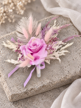 Load image into Gallery viewer, Pink, violet &amp; neutral Fluffy Floral Cake Topper
