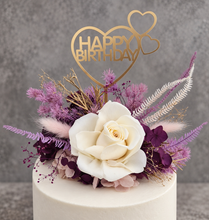 Load image into Gallery viewer, Happy Birthday Lilac Purple Floral Cake Topper

