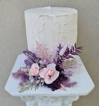 Load image into Gallery viewer, Purple pink preserved roses Floral Cake Topper
