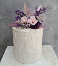 Load image into Gallery viewer, Purple pink preserved roses Floral Cake Topper
