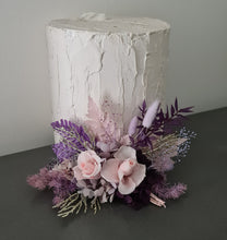 Load image into Gallery viewer, Purple pink preserved roses Floral Cake Topper
