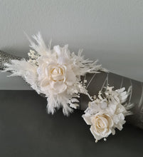 Load image into Gallery viewer, Elegant Boho peony off white everlasting flowers corsage &amp; buttonhole AB1198 - School formal, prom, graduation, wedding

