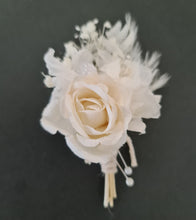 Load image into Gallery viewer, Elegant Boho peony off white everlasting flowers corsage &amp; buttonhole AB1198 - School formal, prom, graduation, wedding
