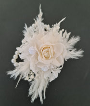 Load image into Gallery viewer, Elegant Boho peony off white everlasting flowers corsage &amp; buttonhole AB1198 - School formal, prom, graduation, wedding
