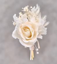 Load image into Gallery viewer, Elegant Boho peony off white everlasting flowers corsage &amp; buttonhole AB1198 - School formal, prom, graduation, wedding
