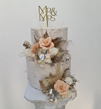 Load image into Gallery viewer, Champagne gold &amp; blush Floral Cake topper - wedding, engagement, birthday
