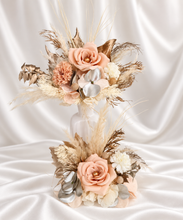Load image into Gallery viewer, Champagne gold &amp; blush Floral Cake topper - wedding, engagement, birthday
