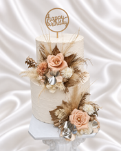 Load image into Gallery viewer, Champagne gold &amp; blush Floral Cake topper - wedding, engagement, birthday
