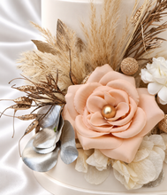 Load image into Gallery viewer, Champagne gold &amp; blush Floral Cake topper - wedding, engagement, birthday
