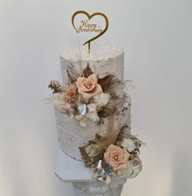 Load image into Gallery viewer, Champagne gold &amp; blush Floral Cake topper - wedding, engagement, birthday
