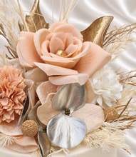 Load image into Gallery viewer, Champagne gold &amp; blush Floral Cake topper - wedding, engagement, birthday
