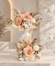Load image into Gallery viewer, Champagne gold &amp; blush Floral Cake topper - wedding, engagement, birthday
