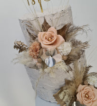 Load image into Gallery viewer, Champagne gold &amp; blush Floral Cake topper - wedding, engagement, birthday

