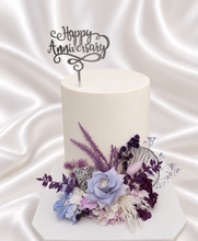 Load image into Gallery viewer, Violet purple preserved flowers cake topper - graduation, birthday
