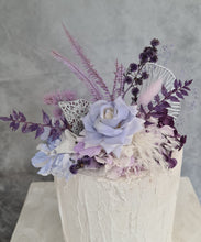 Load image into Gallery viewer, Violet purple preserved flowers cake topper - graduation, birthday
