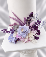 Load image into Gallery viewer, Violet purple preserved flowers cake topper - graduation, birthday
