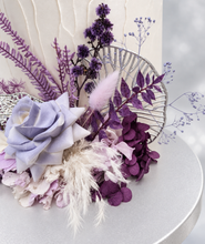 Load image into Gallery viewer, Violet purple preserved flowers cake topper - graduation, birthday
