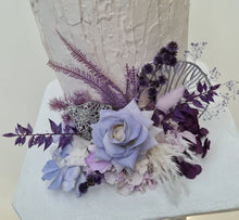 Load image into Gallery viewer, Violet purple preserved flowers cake topper - graduation, birthday
