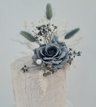 Load image into Gallery viewer, Blue &amp; silver Floral Cake topper - Wedding, Engagement, Birthday
