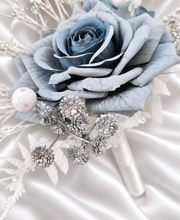 Load image into Gallery viewer, Blue &amp; silver Floral Cake topper - Wedding, Engagement, Birthday
