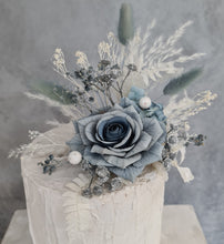 Load image into Gallery viewer, Blue &amp; silver Floral Cake topper - Wedding, Engagement, Birthday
