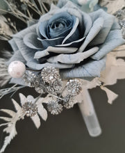 Load image into Gallery viewer, Blue &amp; silver Floral Cake topper - Wedding, Engagement, Birthday

