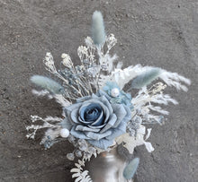 Load image into Gallery viewer, Blue &amp; silver Floral Cake topper - Wedding, Engagement, Birthday
