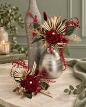 Load image into Gallery viewer, Burgundy, gold &amp; glitter floral cake topper - Wedding, engagement
