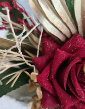 Load image into Gallery viewer, Burgundy, gold &amp; glitter floral cake topper - Wedding, engagement
